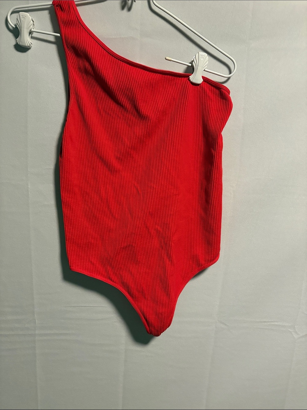 Nikibiki Red One-Shoulder Ribbed Bodysuit